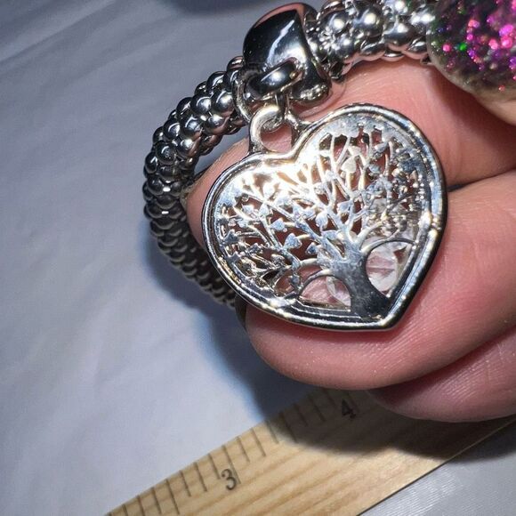 Tree of Life Silver Tone Beaded Stretch Bracelet - Picture 10 of 10